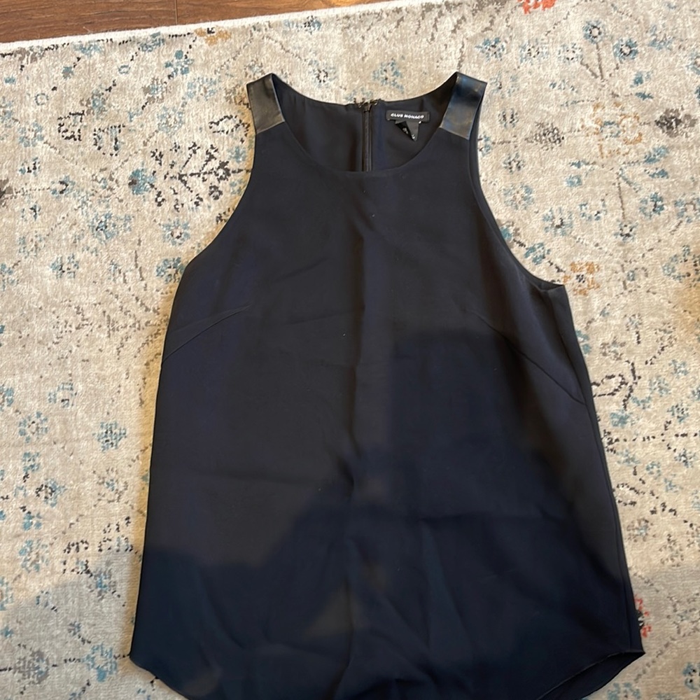 Club Monaco black shirt with leather detail